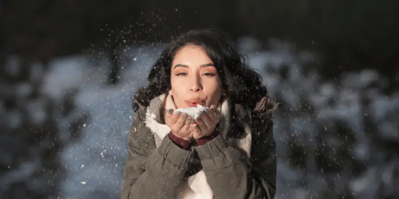 Snowfall in the Forest, the Girl Smiles and Poses, a Beautiful Winter, a  Great New Year Mood Stock Image - Image of brown, head: 160950813